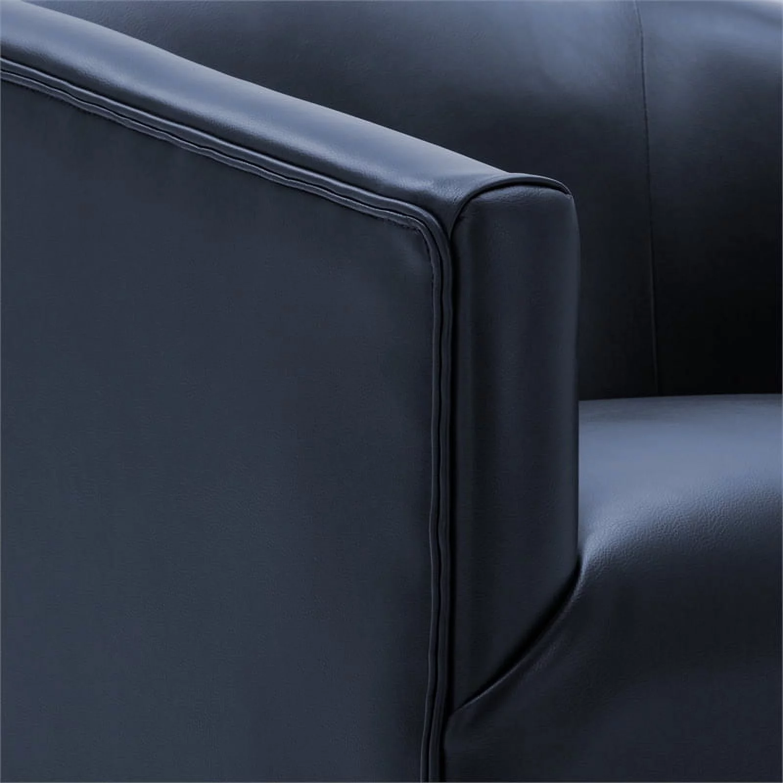 Home Square Faux Leather Swivel Accent Chair in Midnight Blue - Set of 2