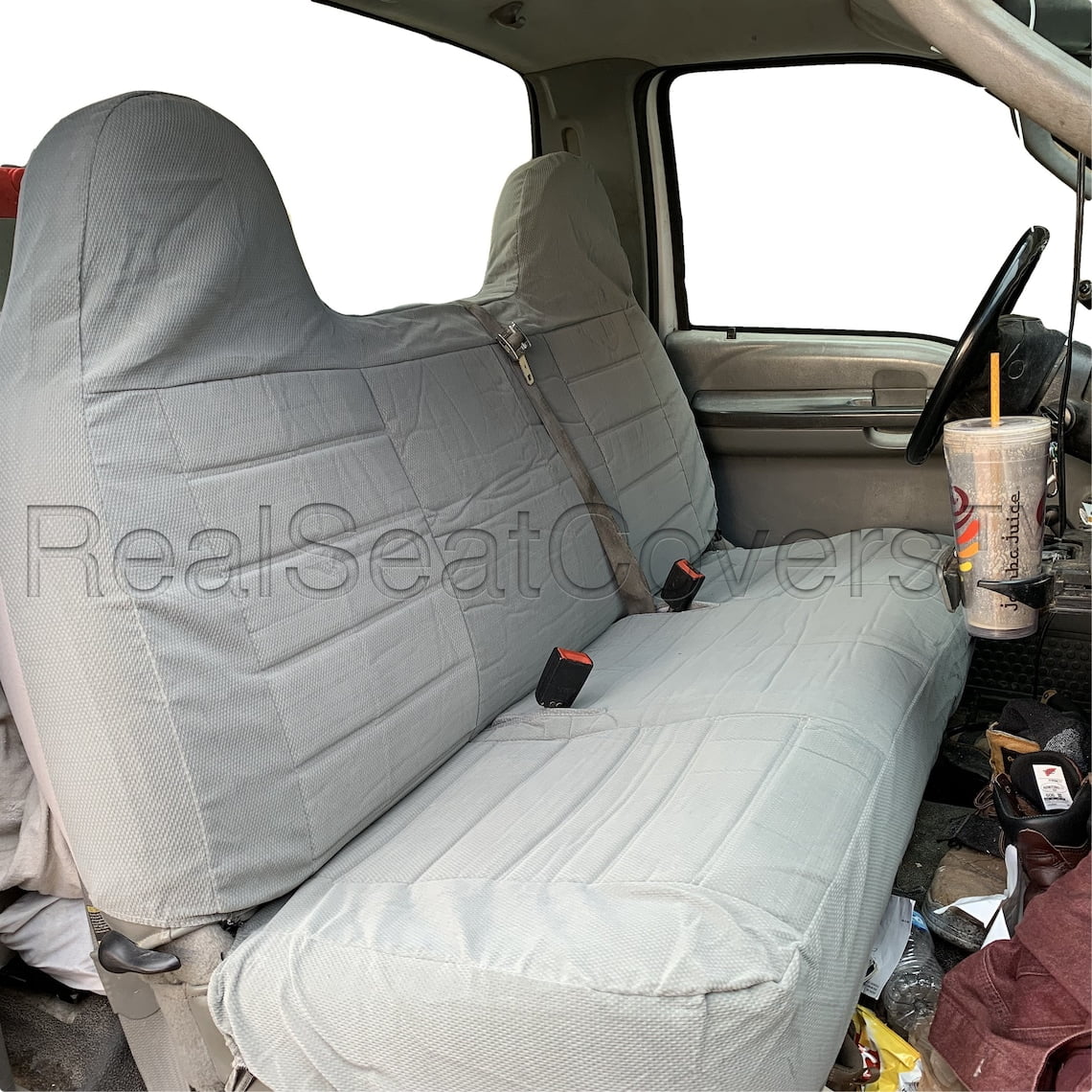 RealSeatCovers 3 Layer for 1992-2010 Ford F-Series F-150 F-250 F-350 Pickup Truck Front Solid Bench 10mm Thick F23 Seat Covers Custom Made Fit
