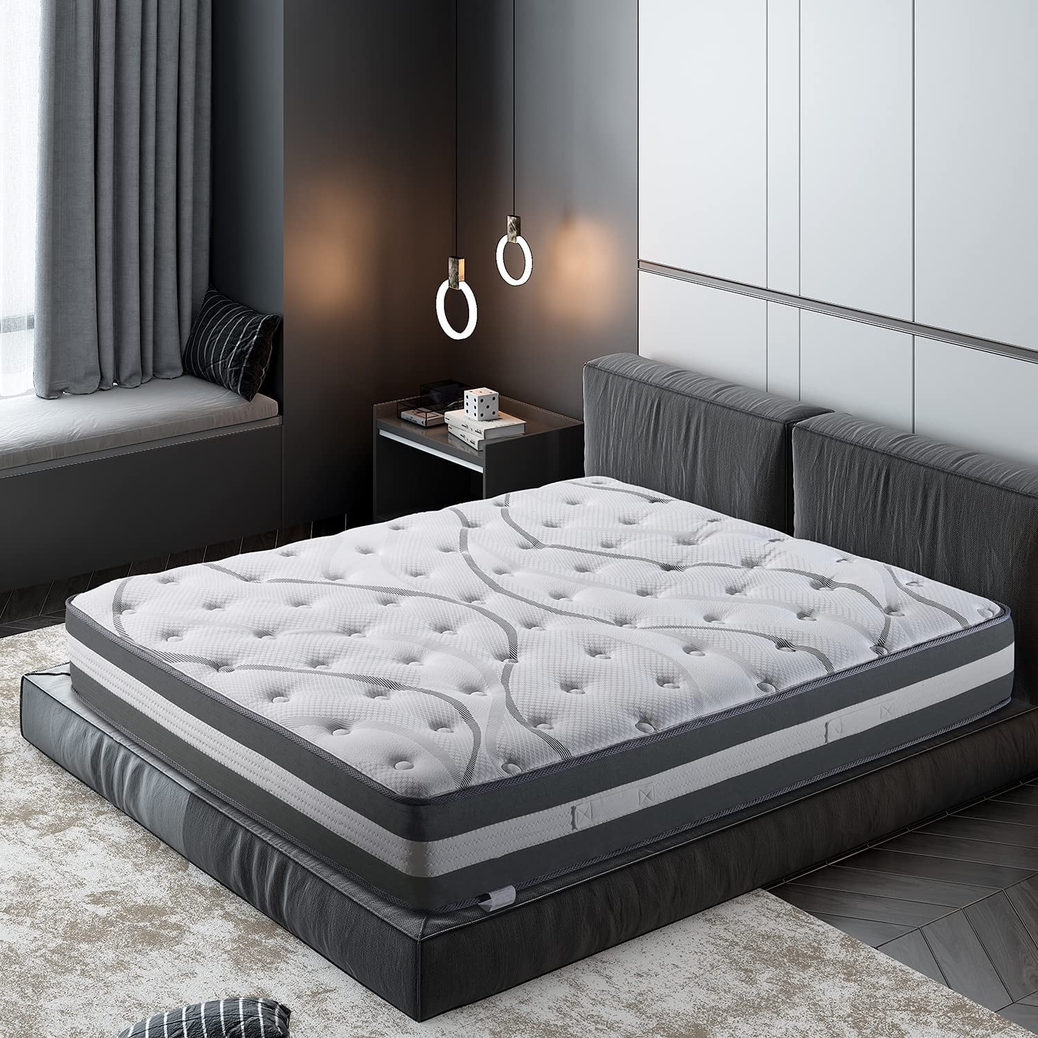 MOBICIA 12 Inch Full Hybrid Mattress, Memory Foam Hybrid Mattress in a Box, Motion Isolation Pocket Springs, Medium Firm, Supportive, Pressure Relief