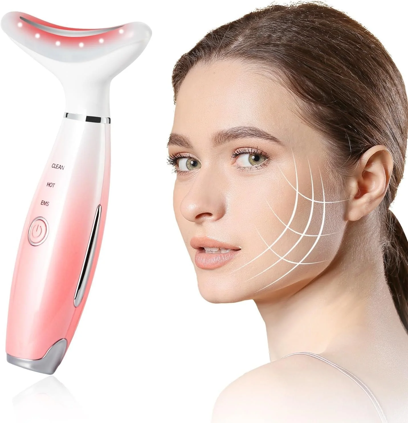 Led Therapy Facial Neck Lifting Messager, Face Lifting Device Red Light Therapy Face Massager Electric 3 Modes High Frequency Vibration  Heating Wrinkle Remove Anti-Aging
