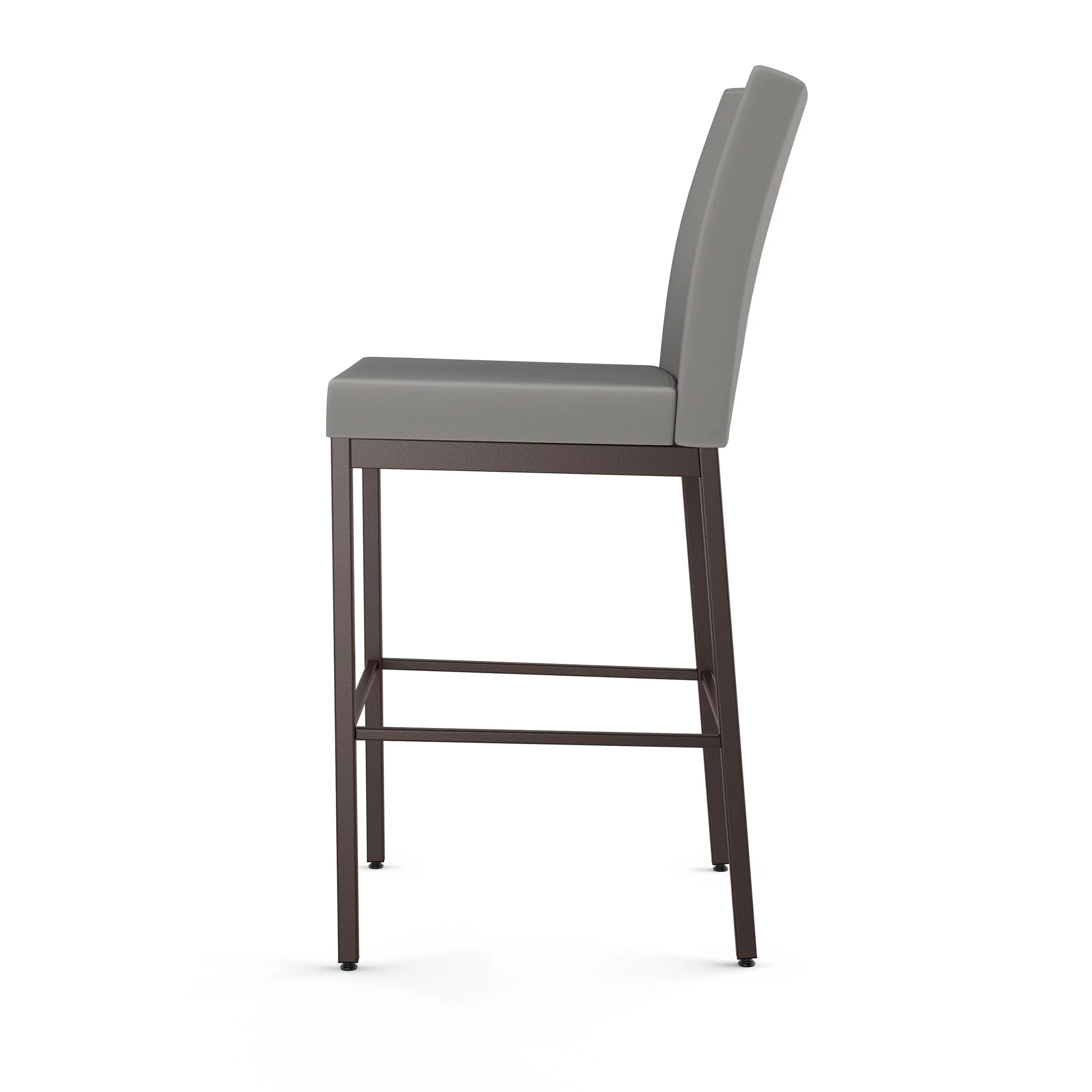 Amisco Perry Plus 30 In. Bar Stool - Taupe Grey Faux Leather / Dark Brown Metal