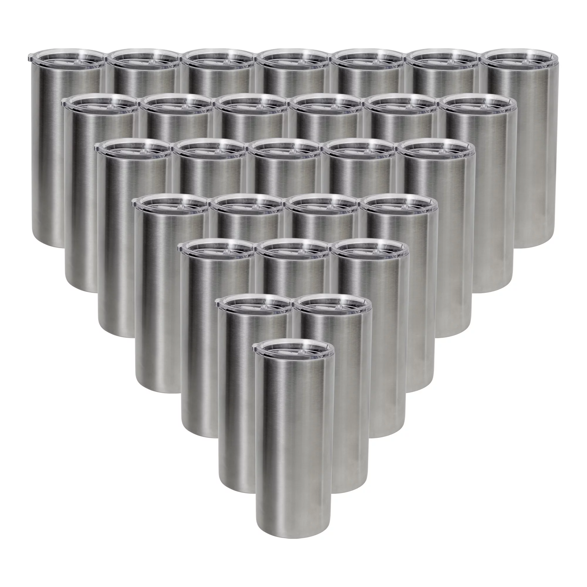 MakerFlo Case of 25, 20 oz Thick Tumbler, Stainless Steel Insulated Tumbler, Silver