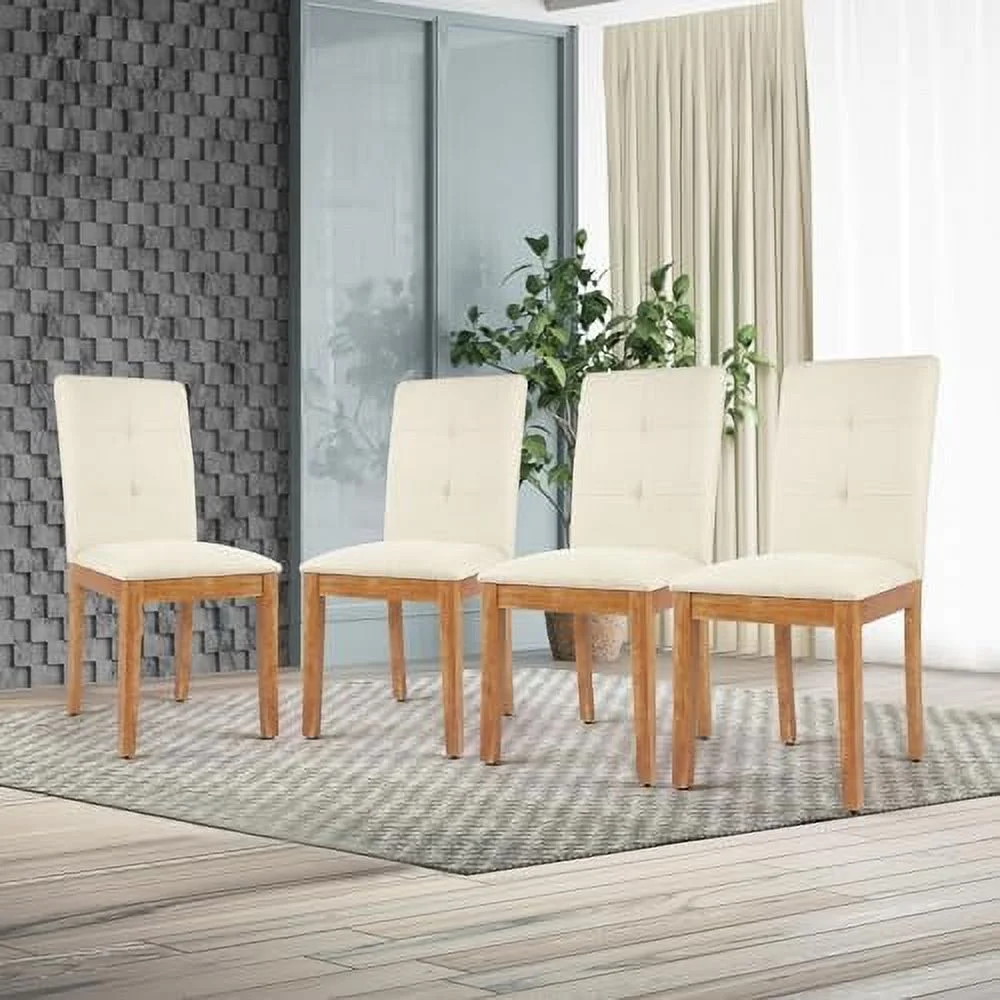 TJUNBOLIFE Dining Chairs   Modern Upholstered Fabric Dining Room Chairs  Armless Kitchen Chairs with Wood Legs and Padded Seat for Living Room  Bedroom  Kitchen (Grey)