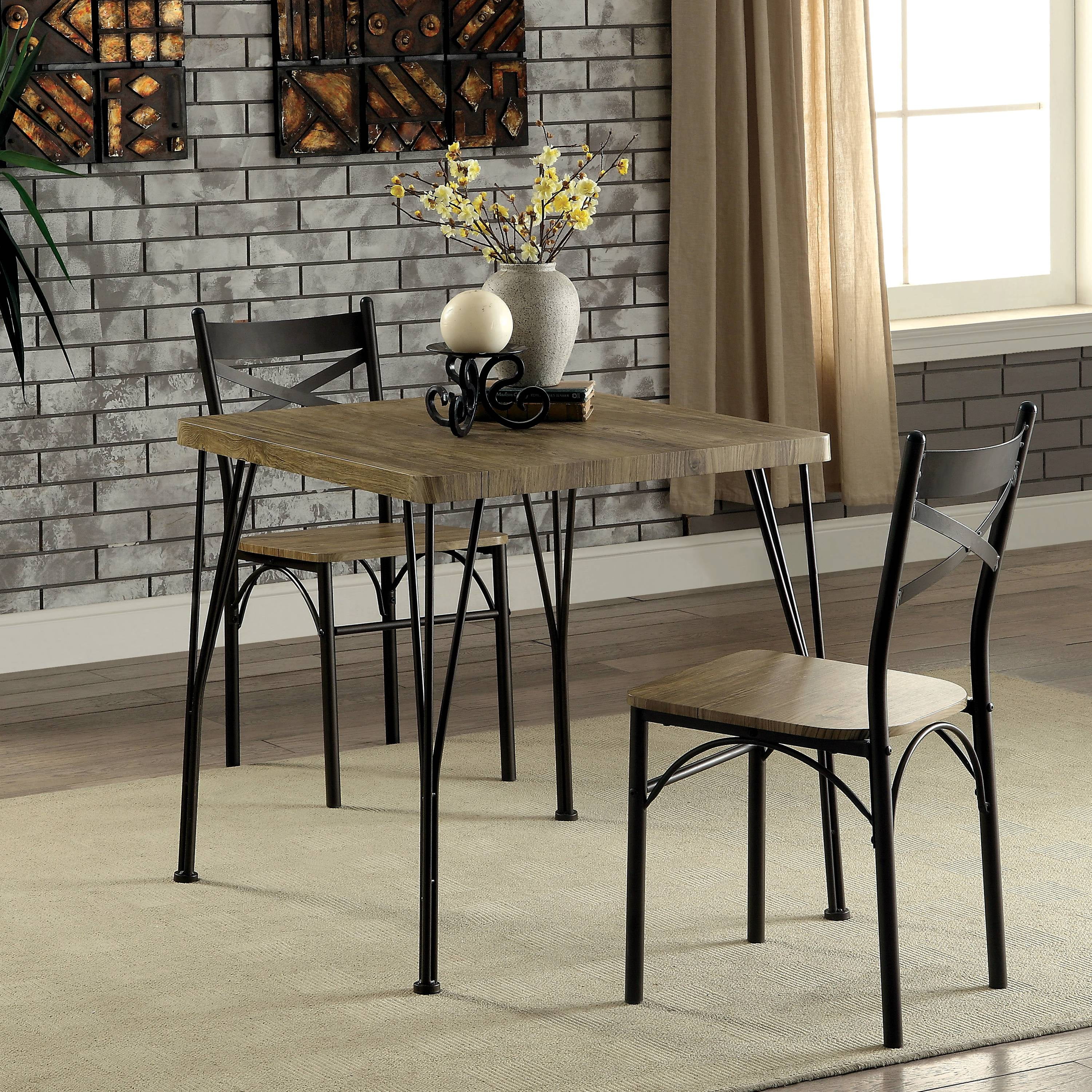 Furniture of America Palmer 3-Piece Dining Set, Gray and Bronze
