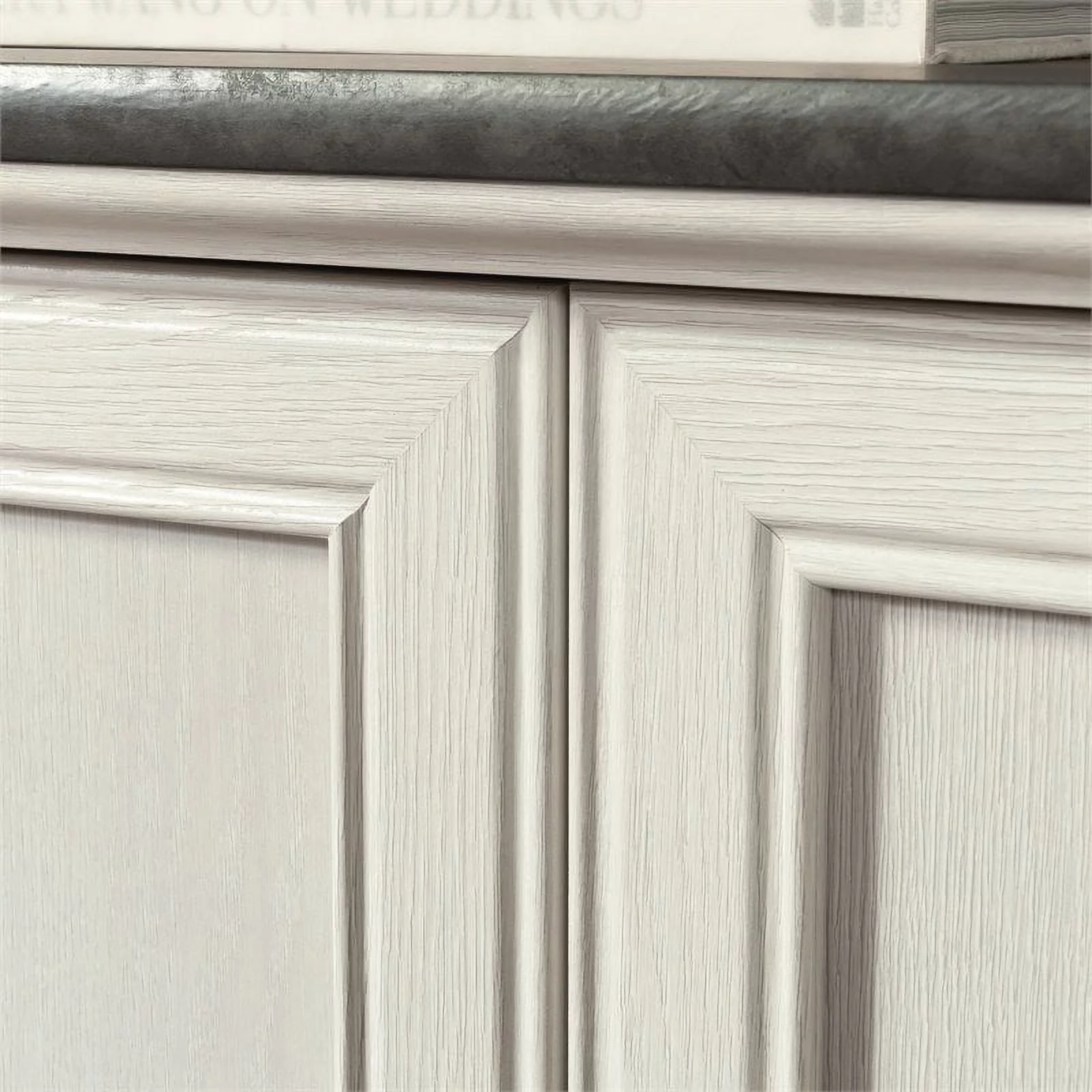 Pemberly Row Engineered Wood Bookcase in Glacier Oak/Rosso Slate Accent