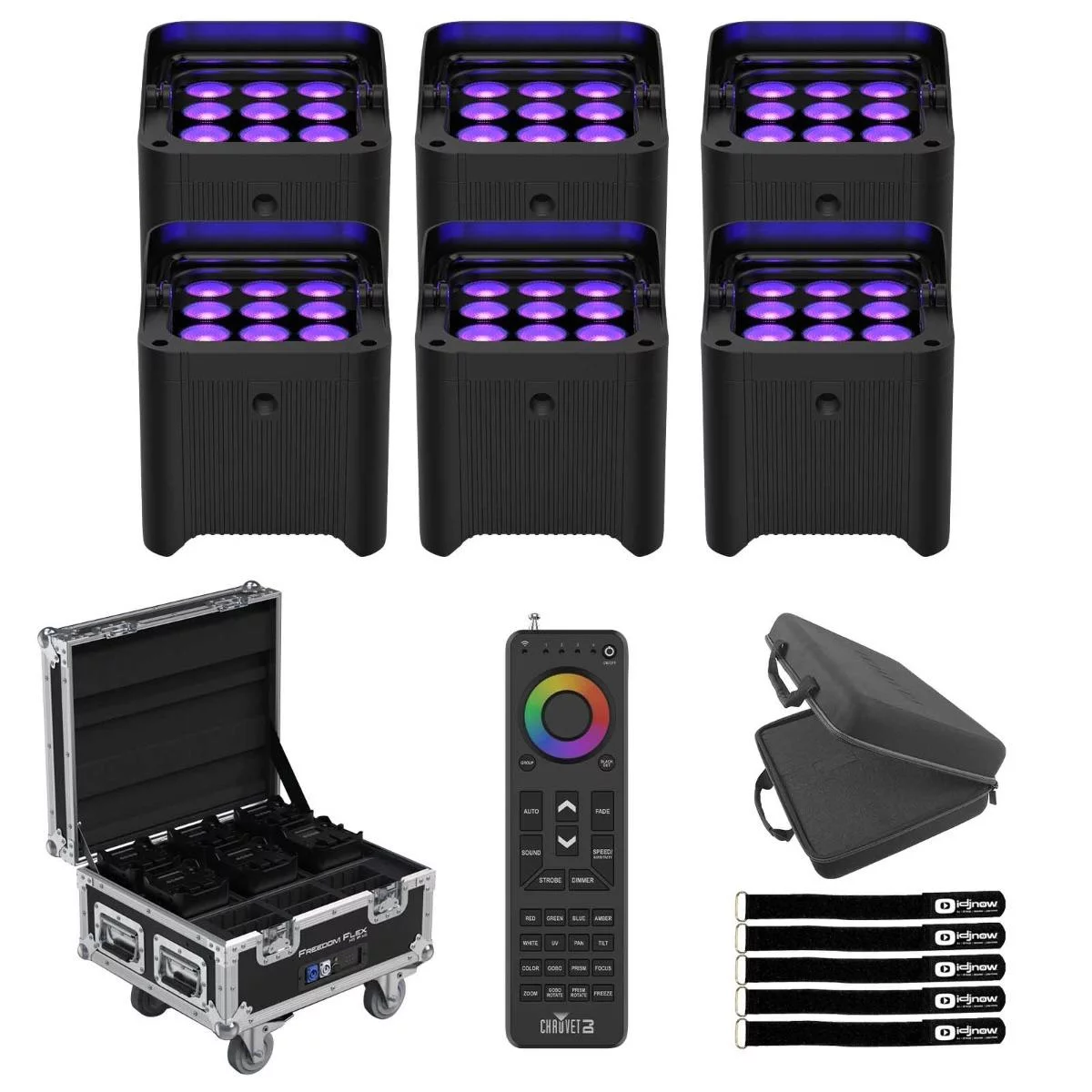 Chauvet DJ Freedom Flex H9 IP X6 Complete Up-Lighting Kit with Handheld Remote Control and Utility Case Package