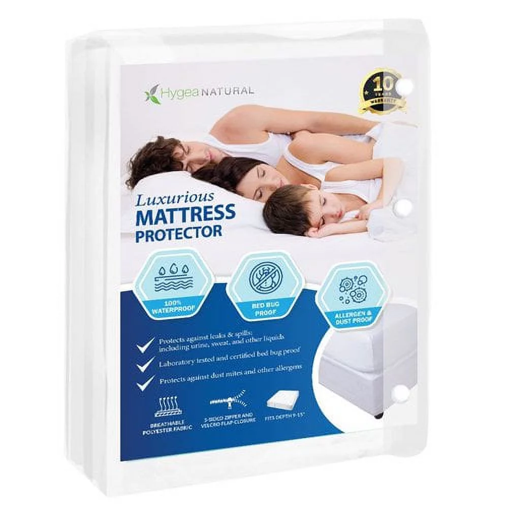 Hygea Natural Luxurious Bed Bug Proof Mattress Protector, Queen