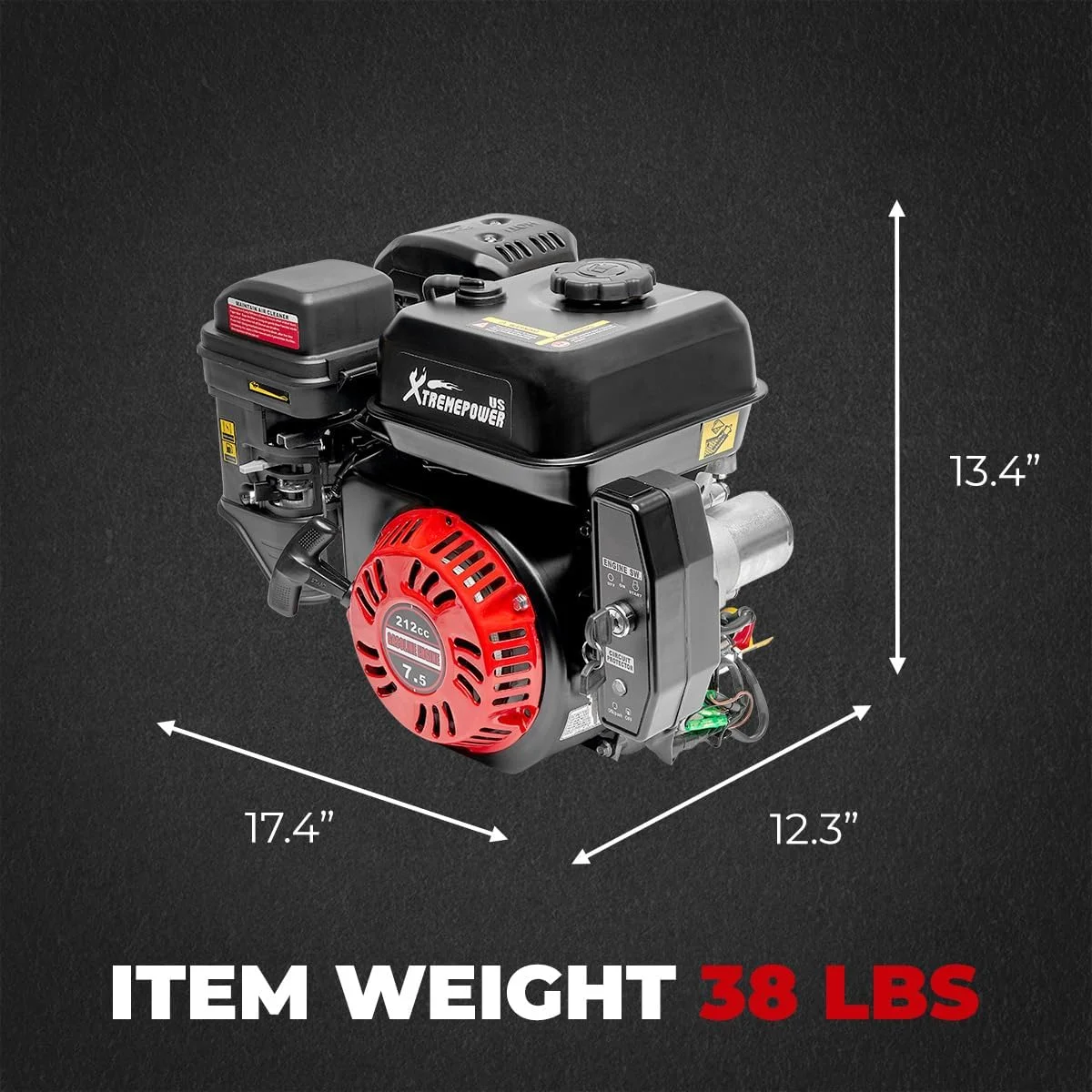 XtremepowerUS 7.5HP Multi-Use Engine Go Kart Log Recoil/Electric Start Gas Powered