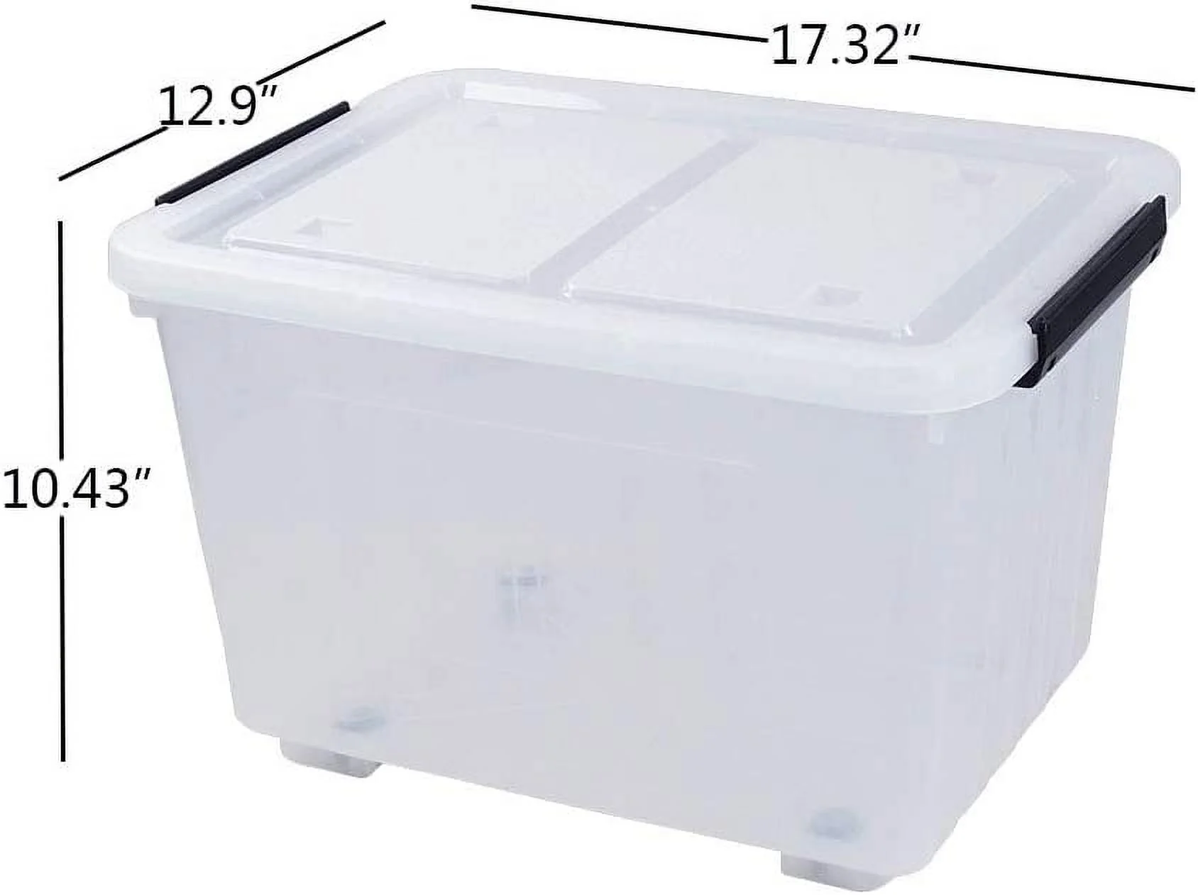 BSL 4-Pack Large Plastic Storage Box with Wheels, Clear Storage Latch Bins, 30 L