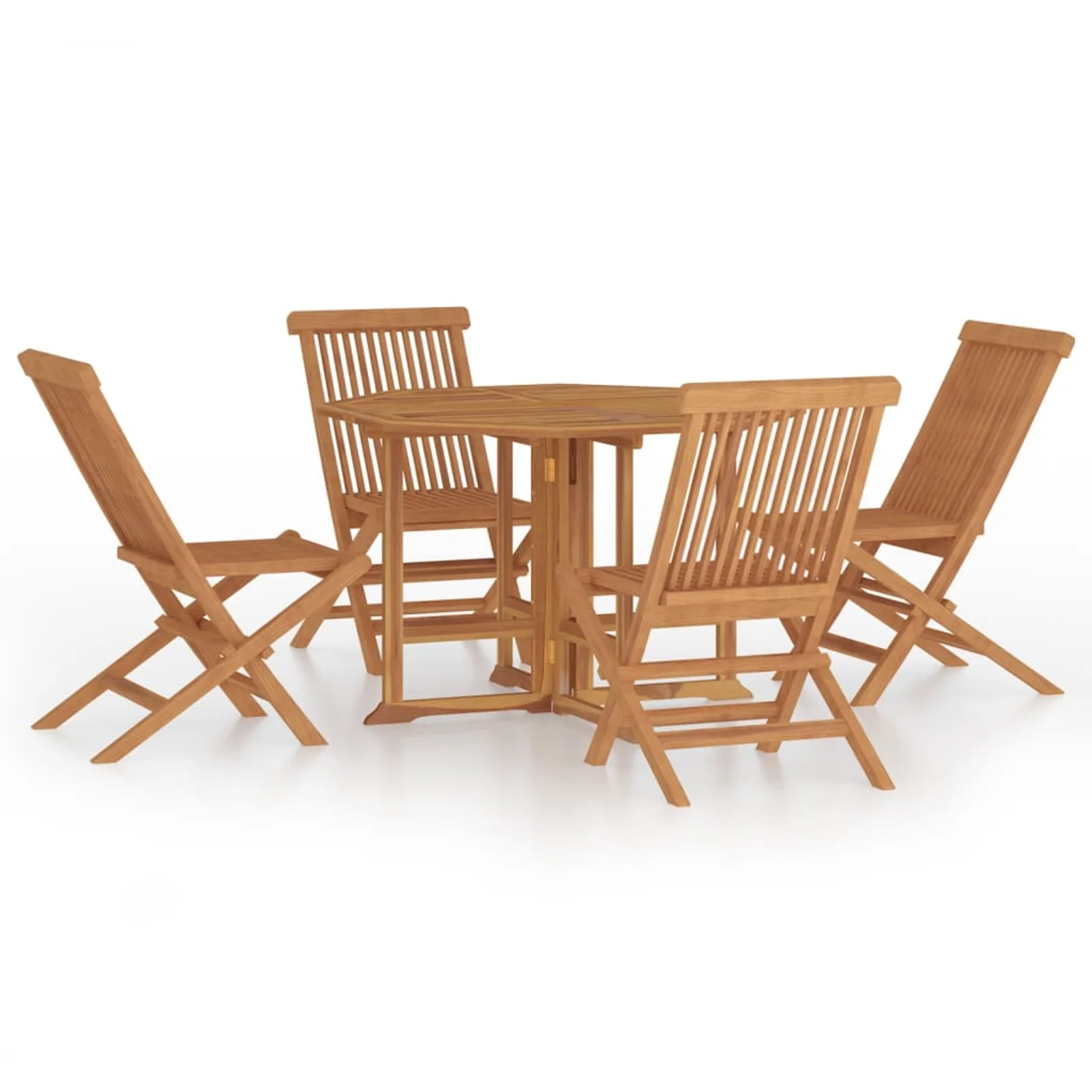 Aibecy 5 Piece Folding Patio Dining Set Solid Wood Teak