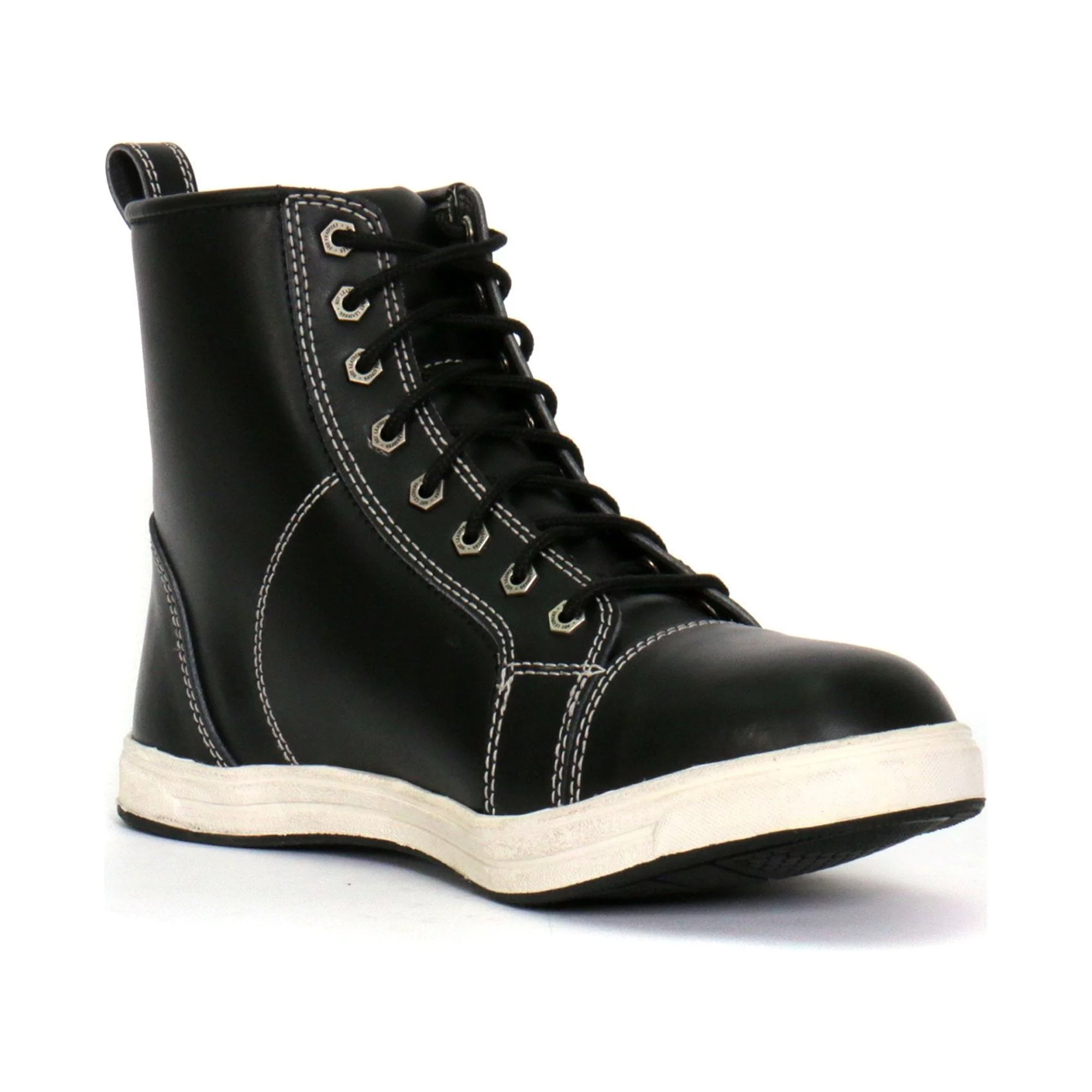 Hot Leathers BTM1014 Men's Black and White Leather 6-inch Riding Sneaker 9.5