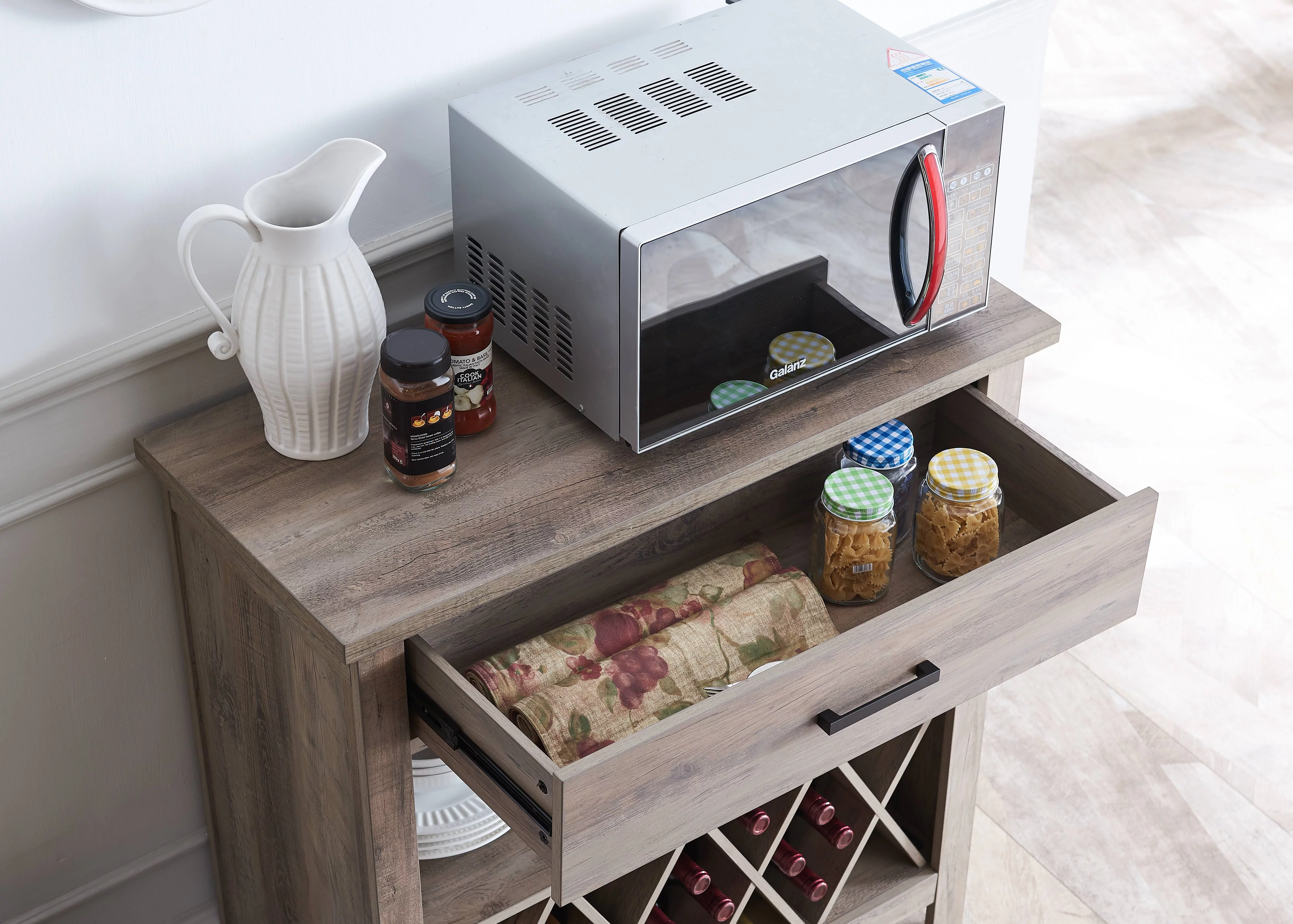 Home Source Jill Zarin Bar Sideboard in Grey Wash in Wood