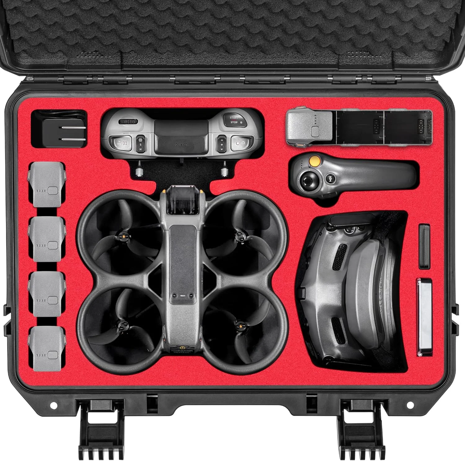 YUNLAZA Avata 2 Waterproof Hard Carrying Case for DJI Avata 2 Fly More Combo with Goggles 3/RC Motion 3/FPV Remote Controller 3 Drone Accessories Case