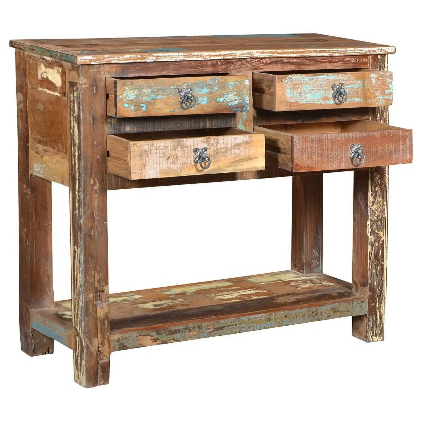 Taran Designs Hayden Solid Wood Console Table in Brown Multicolor