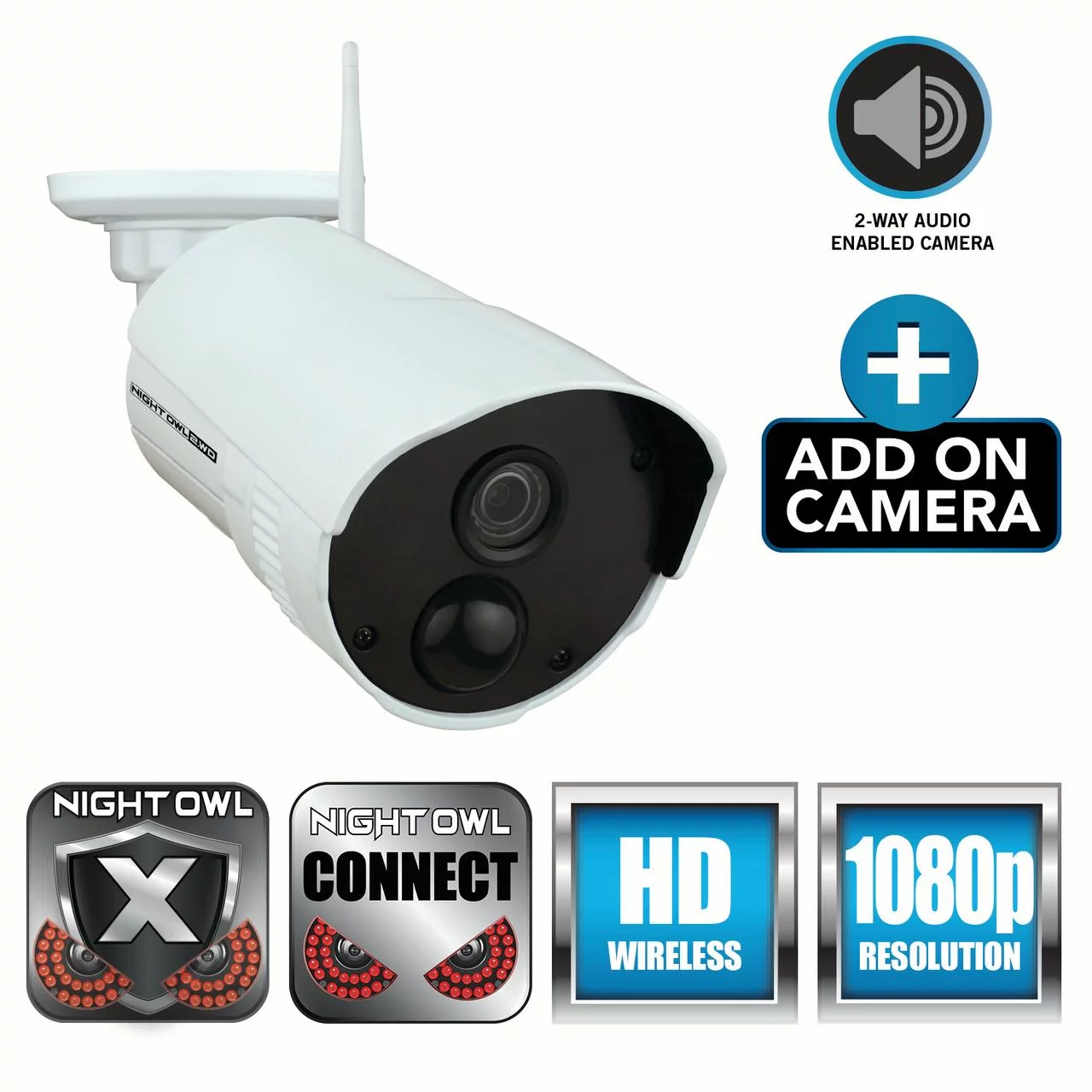 Night Owls Add-on Weather Resistant Indoor/Outdoor Wireless 1080p AC Powered Camera