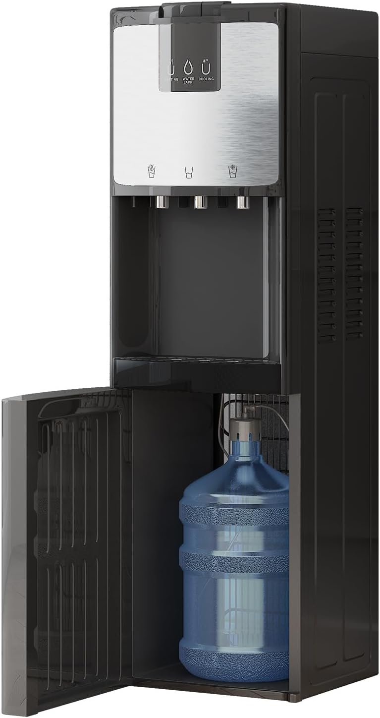 AUCHI Bottom Loading Water Dispenser with 3 Temperature Settings-Hot, Cold, Room Water,Stainless Steel Self-Cleaning Water Cooler,for 3 or 5 Gallon Bottles,with Child Safety Lock&Anti-Scalding Design