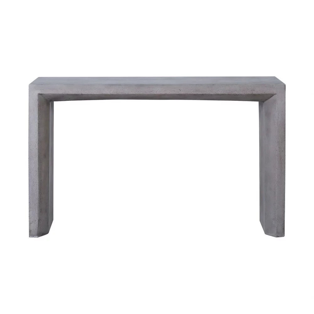 Modern Farmhouse Concrete Top Console Table in Polished Concrete Finish with Sled Style Base 55.25 inches W and 34.25 inches H Bailey Street Home