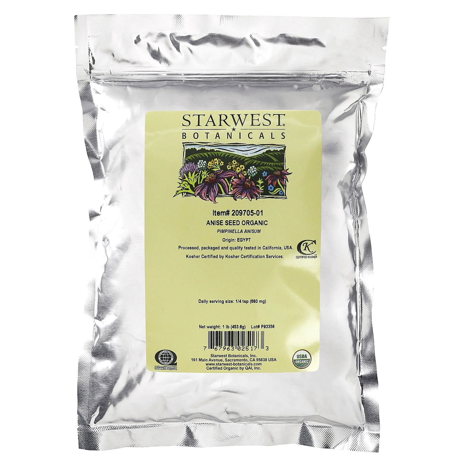 Starwest Botanicals - Bulk Anise Seed Organic - 1 lb.