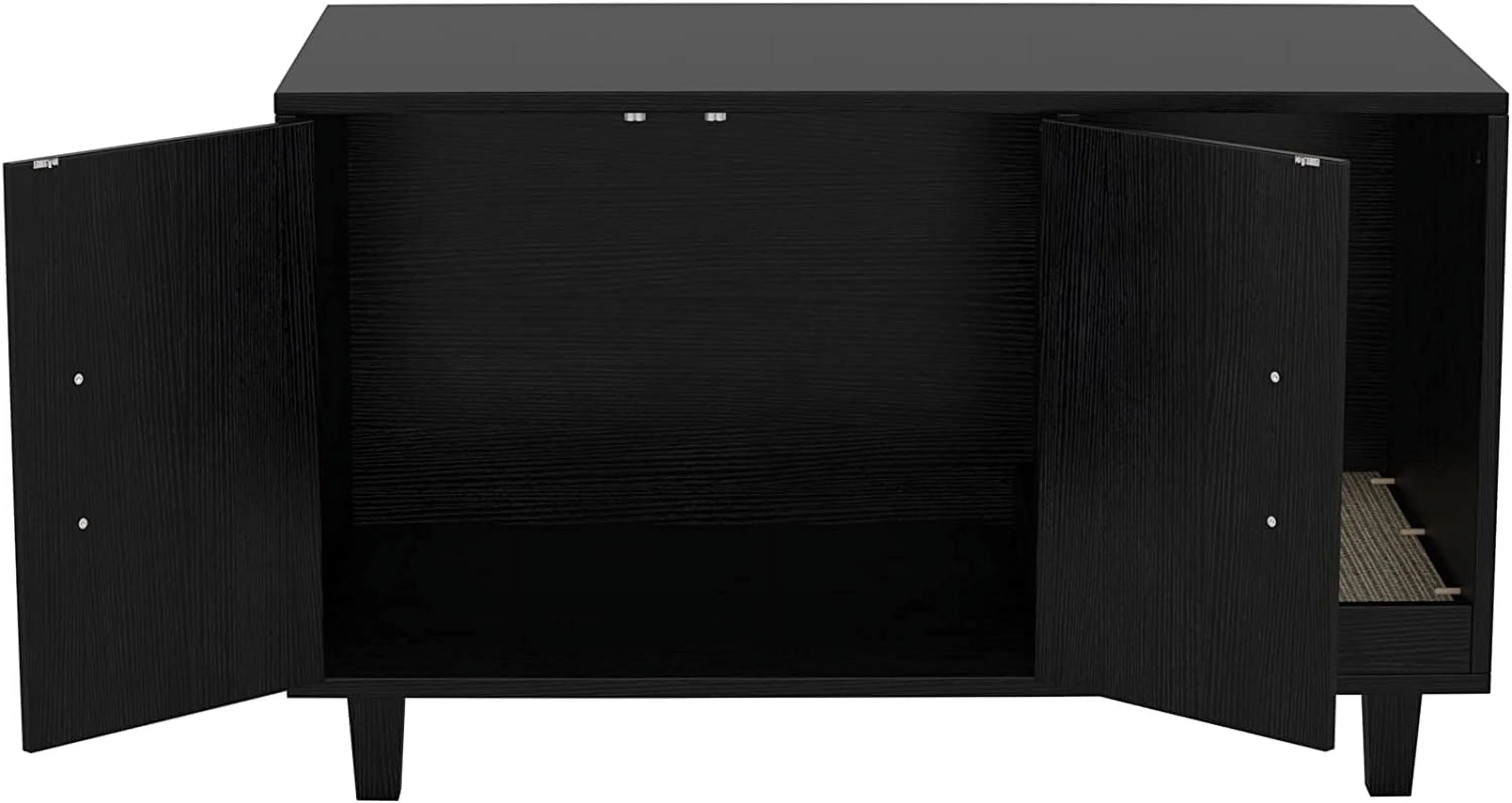 Modern Wood Pet Crate: Cat Washroom Hidden Litter Box Enclosure Furniture House, Nightstand with Scratch Pad, Stackable (Black)
