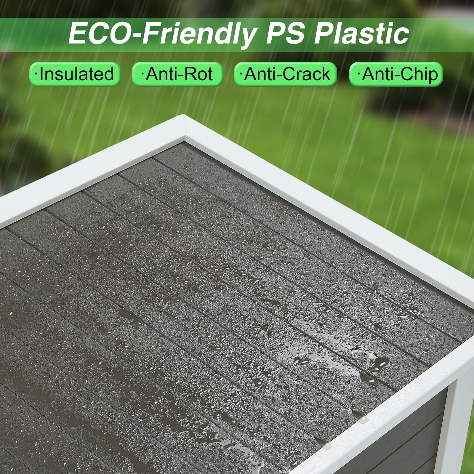 Efurden Insulated Outdoor Cat House with Escape Door, PS Material Weatherproof Cat House for Outdoor Cats, Elevated Feral Cat Shelter with Openable Roof, Gray