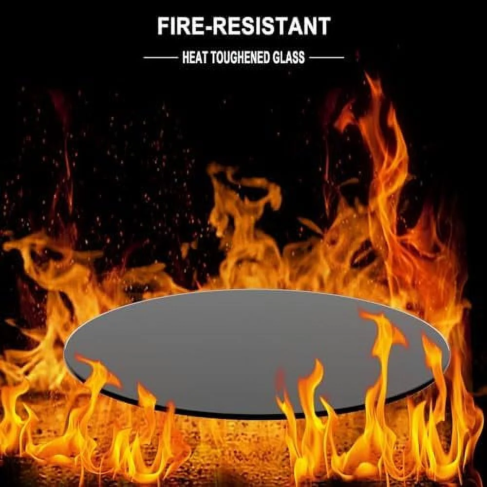 GVJMTKP 32" Black Round Tempered Glass Table Top 1/2" Thick Beveled Polished Edge