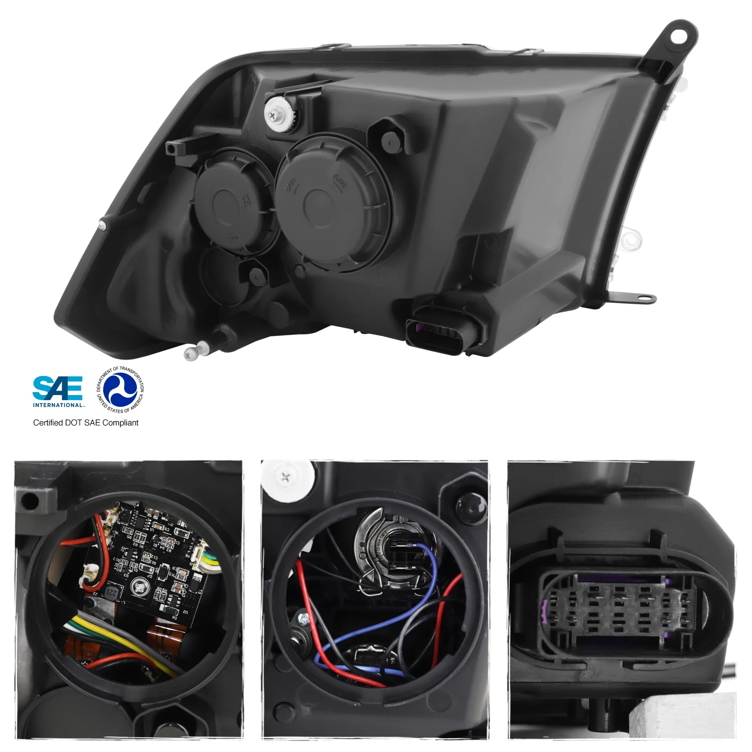 AKKON - Fit 2009-2018 Dodge Ram 1500 2500 3500 [Halogen Model] w/LED DRL Projector Headlights Driver + Passenger Chrome