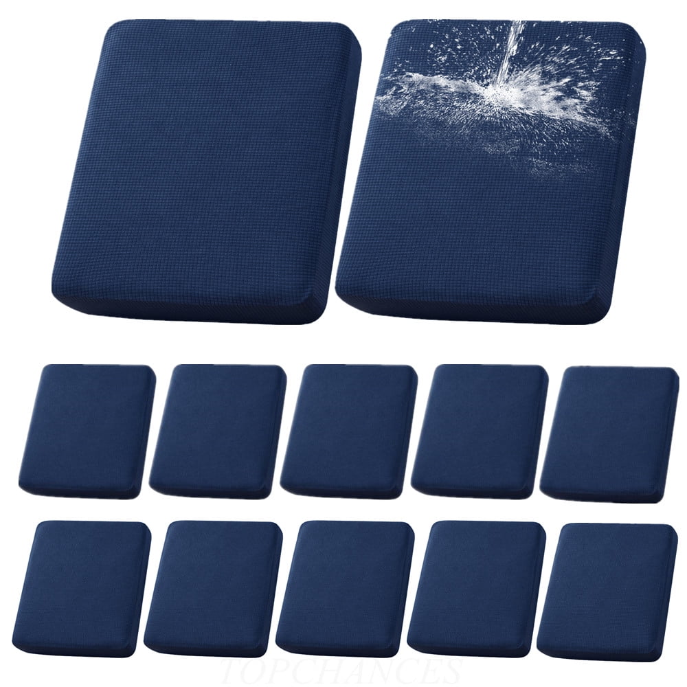 TOPCHANCES 100% Waterproof Outdoor Patio Cushion Covers for Outdoor Seat Cushions, Patio Chairs, Stretch Sofa Seat Cushion Slipcovers Furniture Protector, Covers Only (12 Pack, Navy)