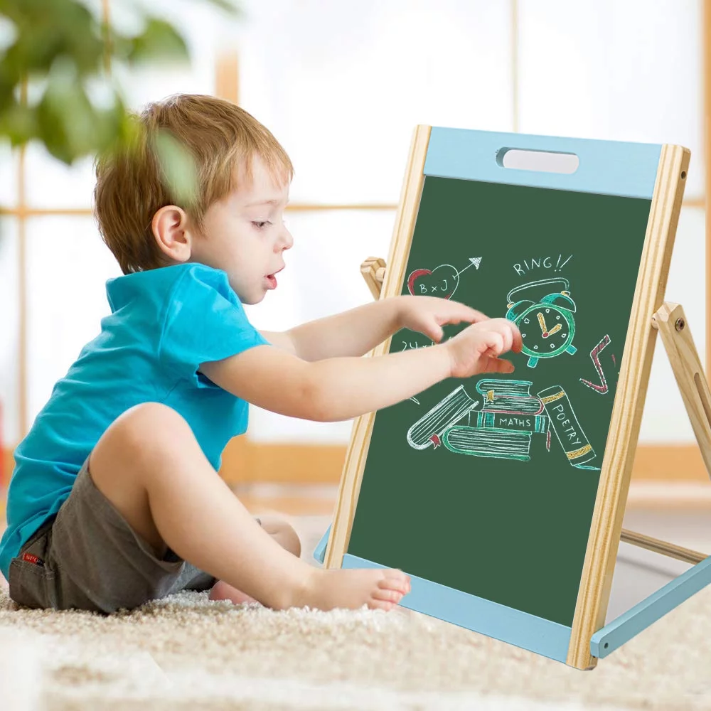 Ealing Wooden Tabletop Easel for Kids -Portable  Double Sided Art Easel Set Desktop Easel and  Art  Easel Set for Toddlers 3+Age