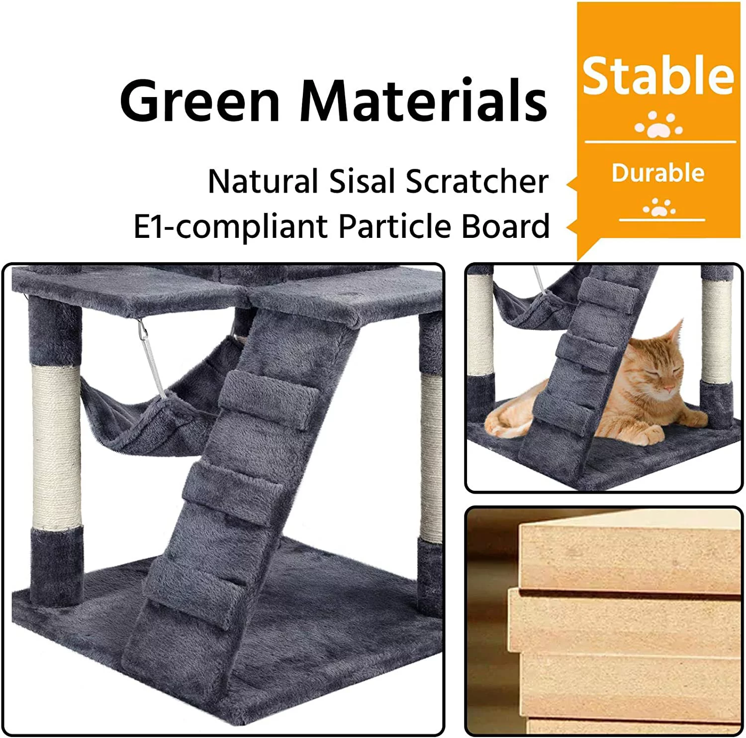 Cat Tree Tower Kitten Condo Scratching Post with Hammock Tunnel 51in