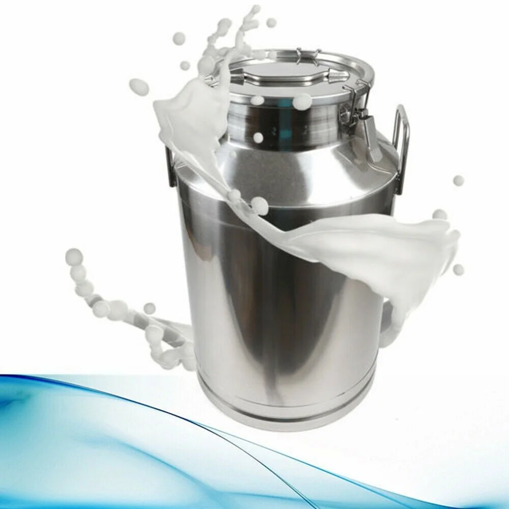 Stainless Steel Milk Can with Handle Silicone Seal Milk Bucket Liquid Storage Milk Container 0.0395 inch Thickness for Restaurant Use 60L