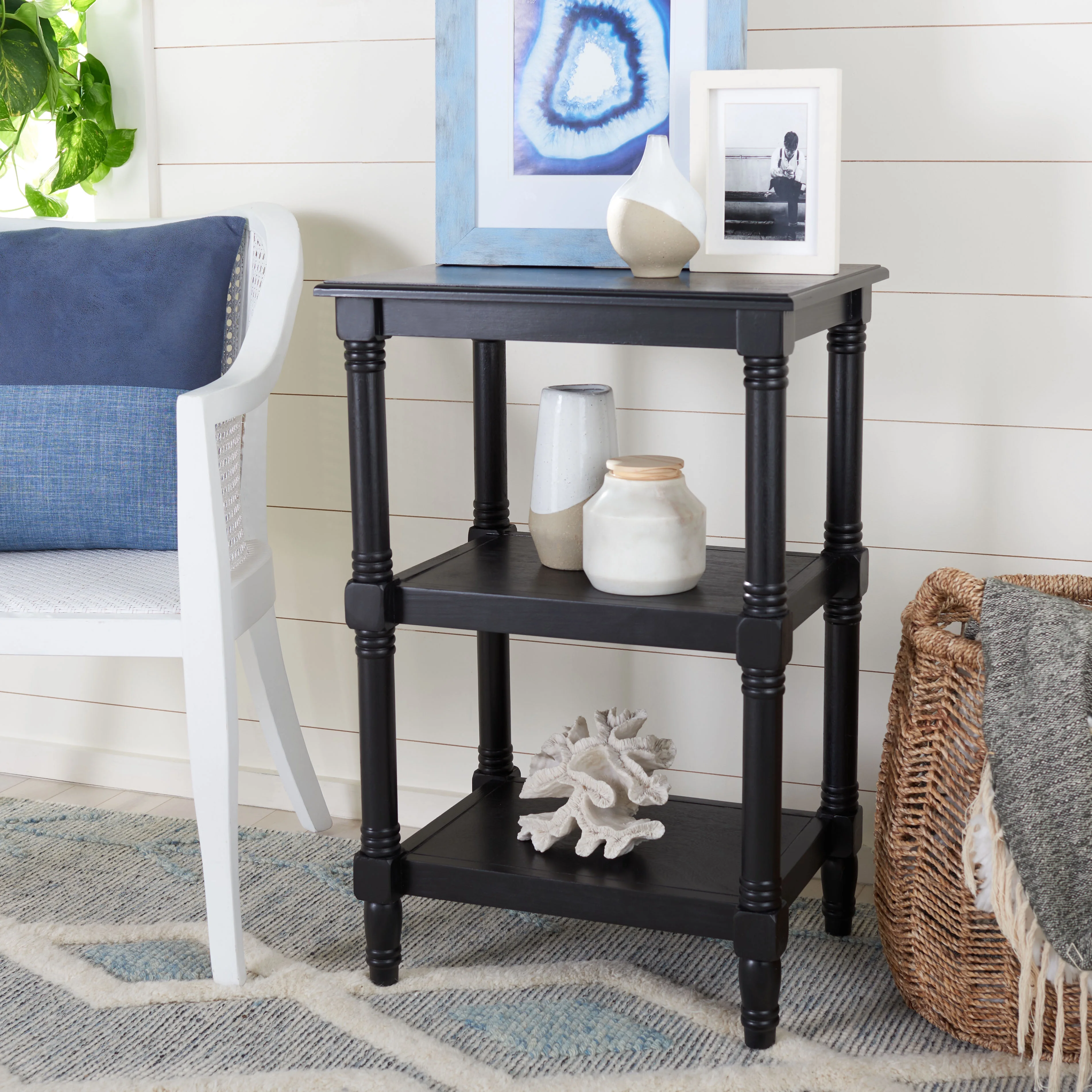 SAFAVIEH Cassie Amish Style Black Rectangle Wood End Table (19.8 in. W x 15 in. D x 30 in. H)