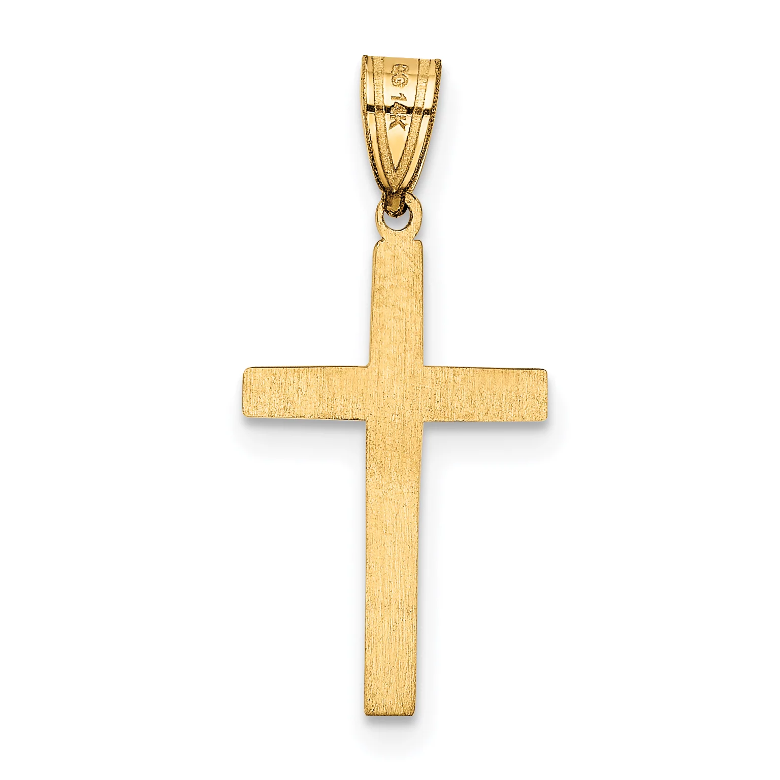 Carat in Karats 14K Yellow Gold Cross Pendant Charm (25mm x 12mm) With 14K Yellow Gold Lightweight Rope Chain Necklace 20''