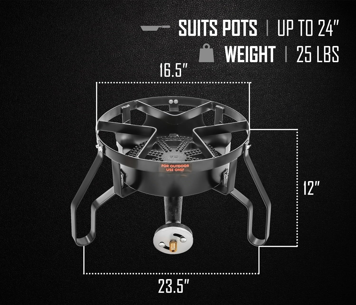 Banjo 16” Single Propane Burner; 200,000BTU 1 Burner Portable Gas Stove