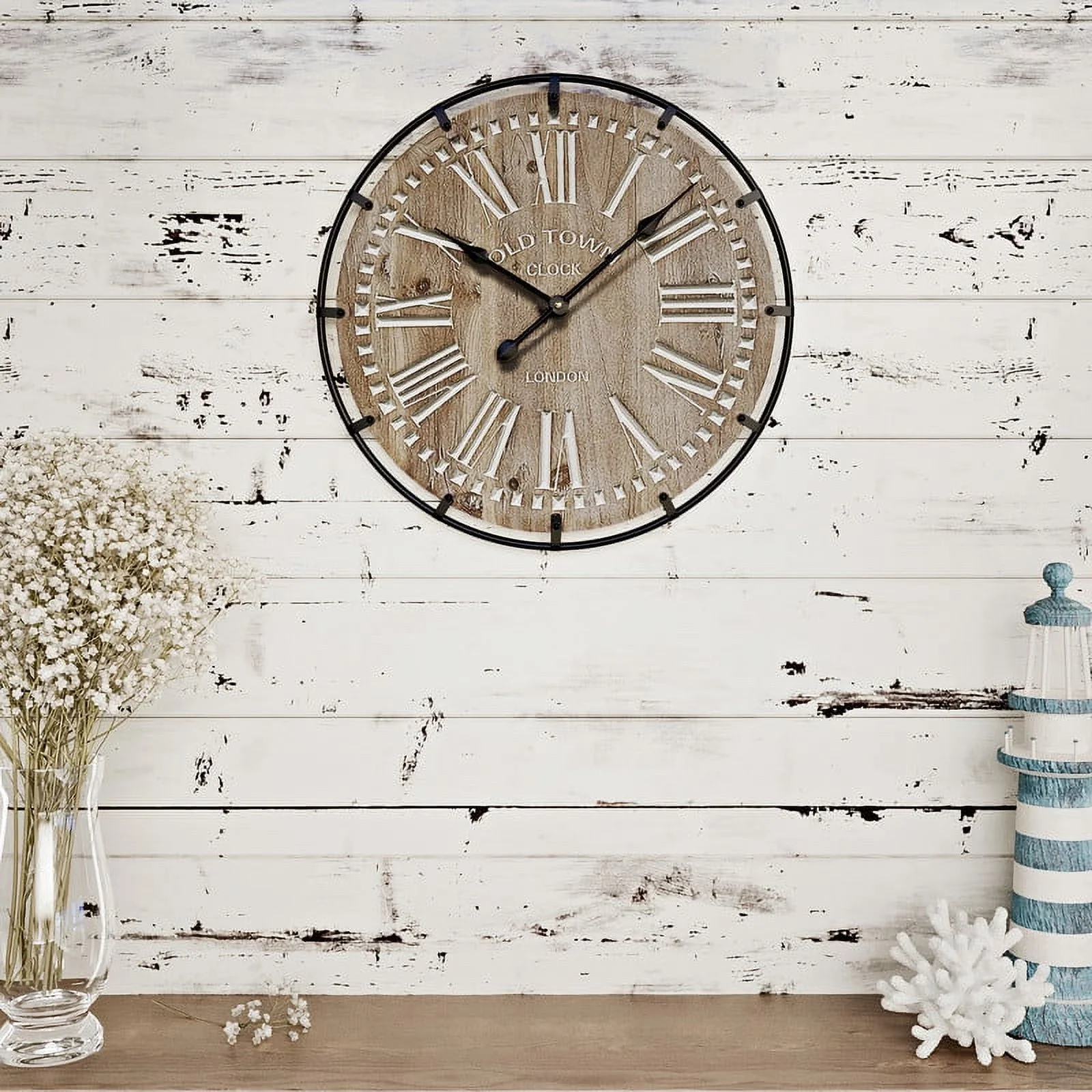 Marcella Round Wood Farmhouse Style Wall Clock