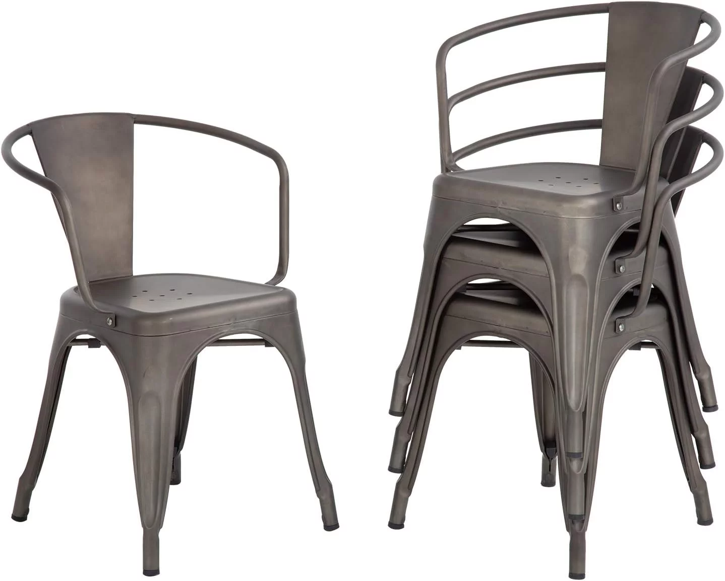 YRLLENSDAN Dining Chairs Set of 4 Metal Chair Indoor Outdoor Chairs Patio Chairs Kitchen Dining Chairs 18 Inch Seat Height Tolix Side Metal Stackable Bar Chairs 330LBS Weight Capacity,Bronze