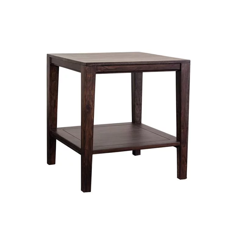 Home Square Fall River Solid Sheesham Wood End Table in Gray - Set of 2