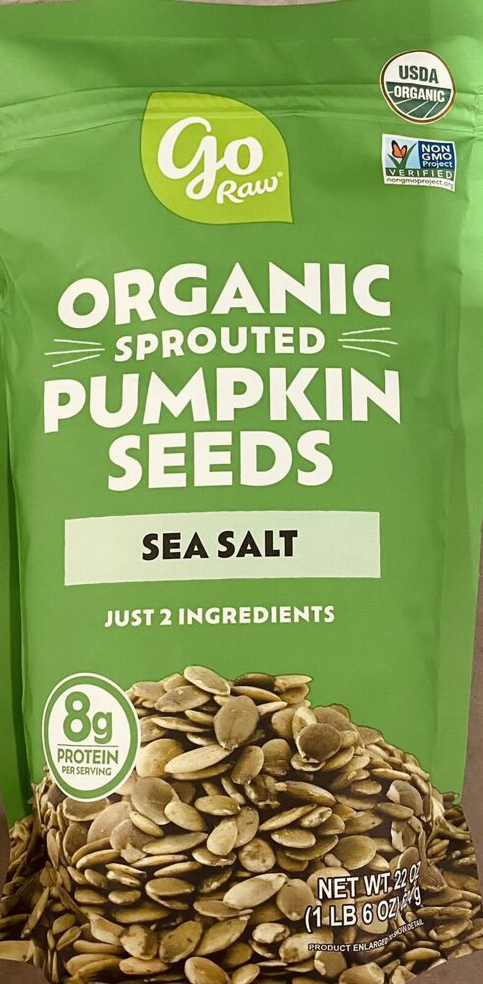 2x  Organic Sprouted Pumpkin Seeds with Sea Salt NON GMO 22 oz 2 PACK
