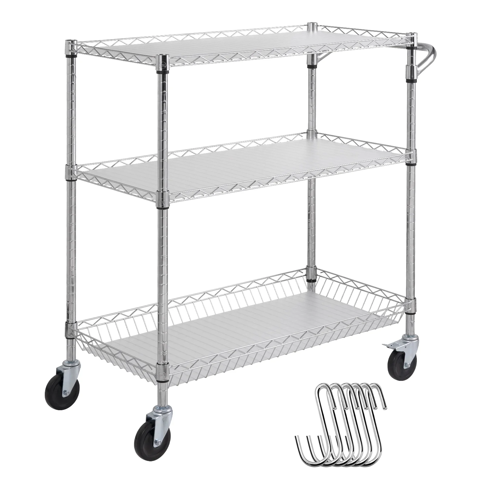SKYSHALO 3-Tier Utility Cart Rolling Cart on Wheels 661 lbs 35