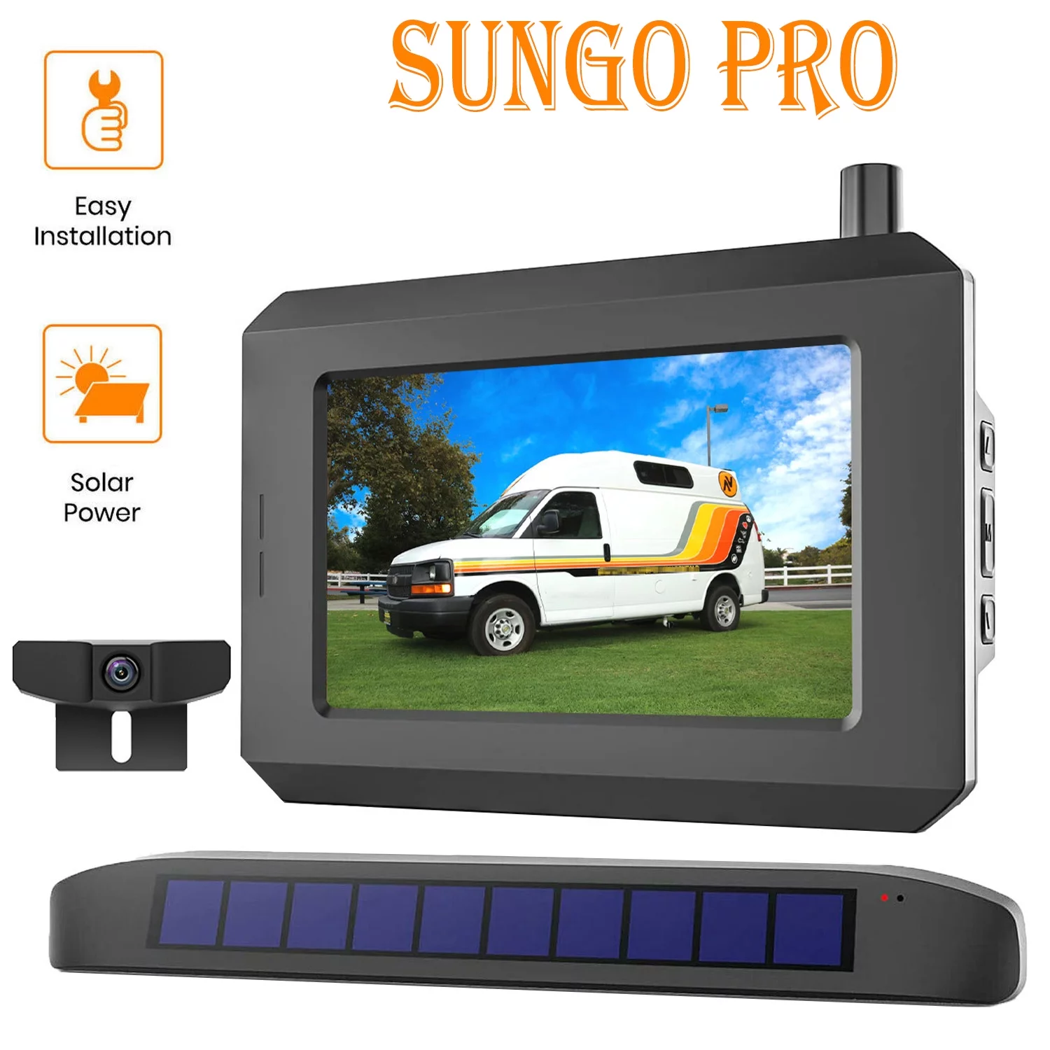 Solar Wireless Digital Backup Camera for Trucks, Wireless Reverse Hitch Trailer Rear View Camera Highway Observation Back Up Camera System fit for Trailer,Pickup,Van