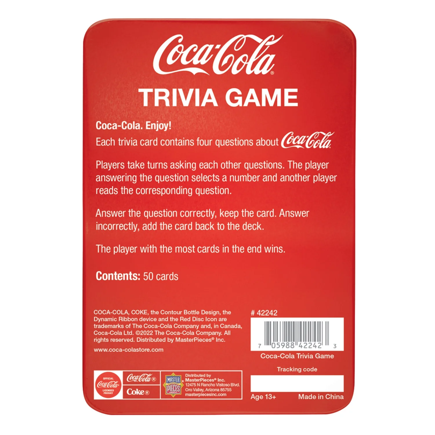 MasterPieces Family Game - Coca-Cola Trivia Game with Collectible Tin
