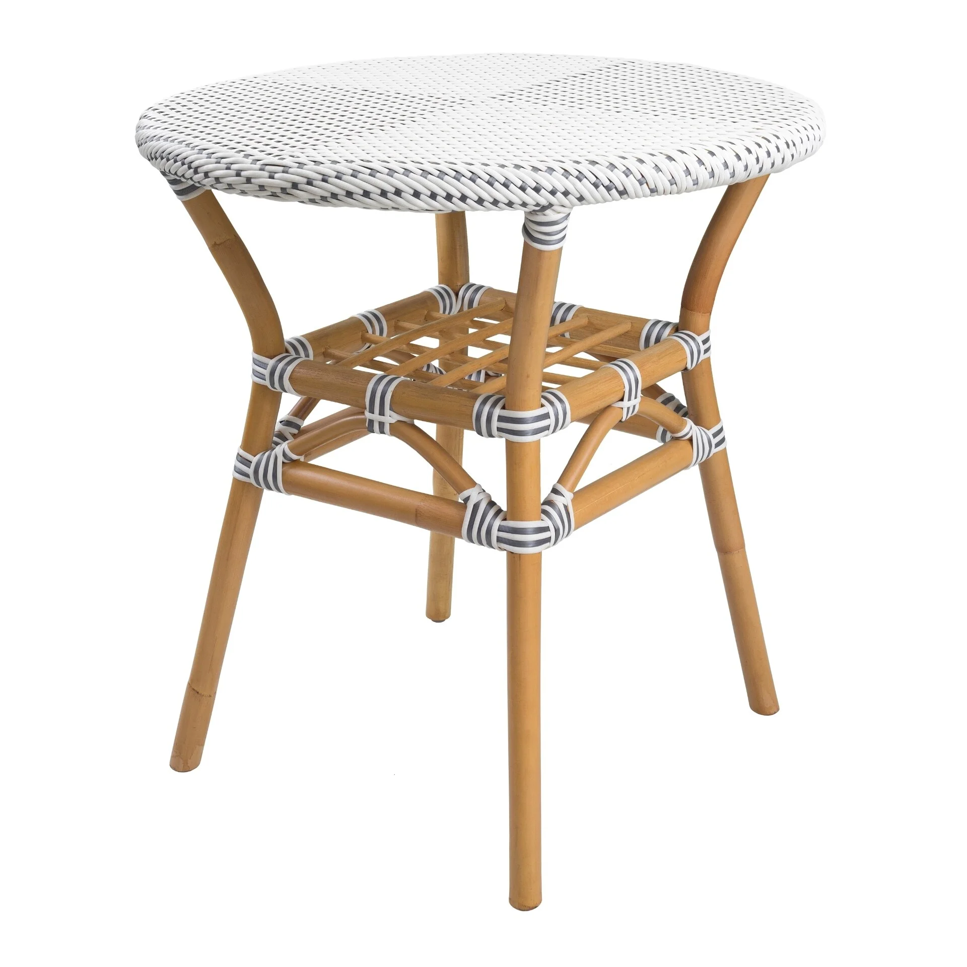 Orleans Paris Rattan Bistro Table - White/Gray