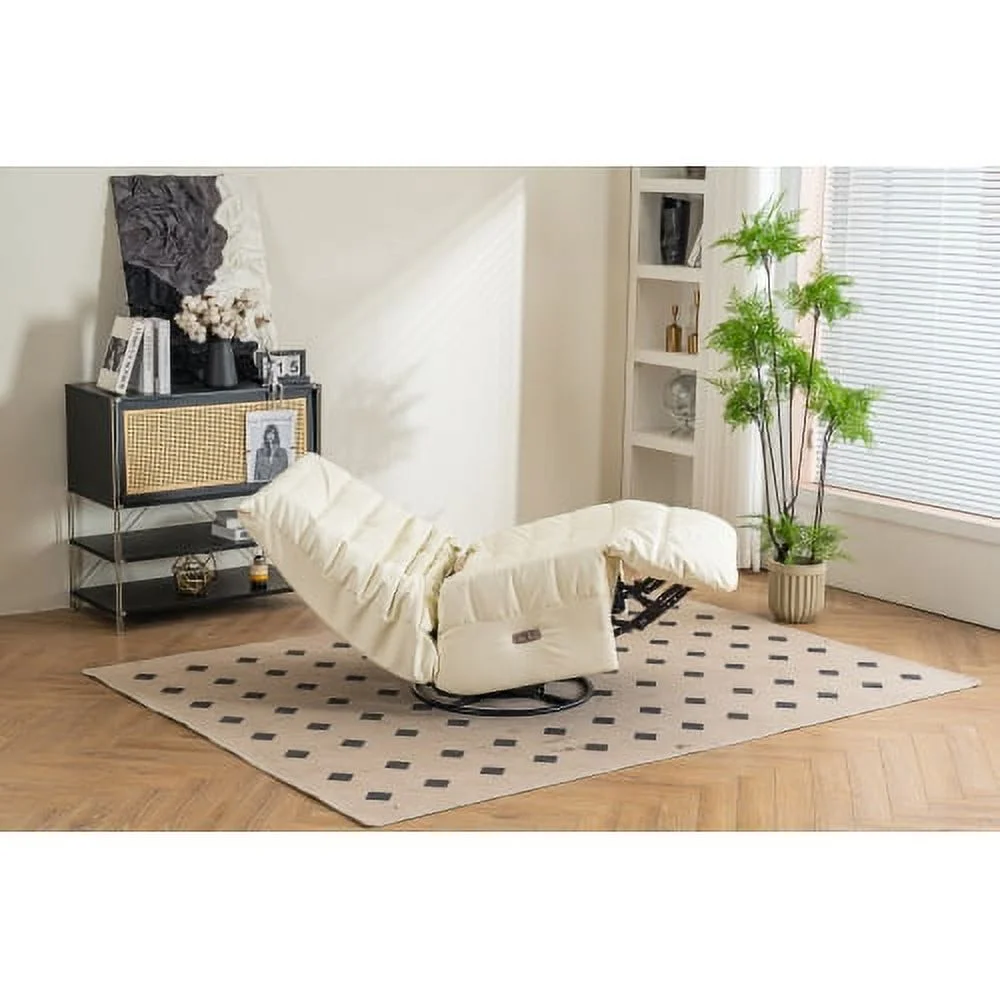 270° Swivel Slide Seat Power Recliner Leisure Style Living Rocking Chair White