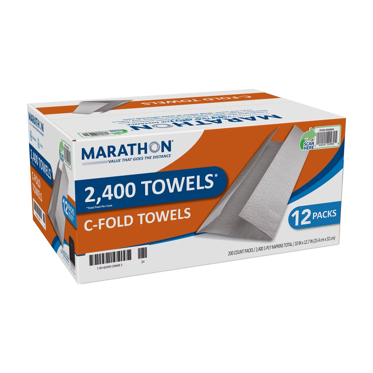 Marathon C-Fold Paper Towels, 1-Ply, 10