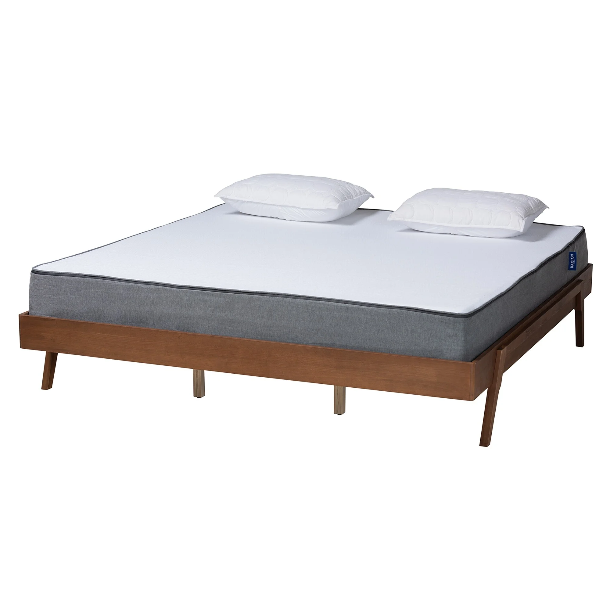 Baxton Studio Sarita Mid-Century Modern Ash Walnut Finished Wood Bed Frame Queen
