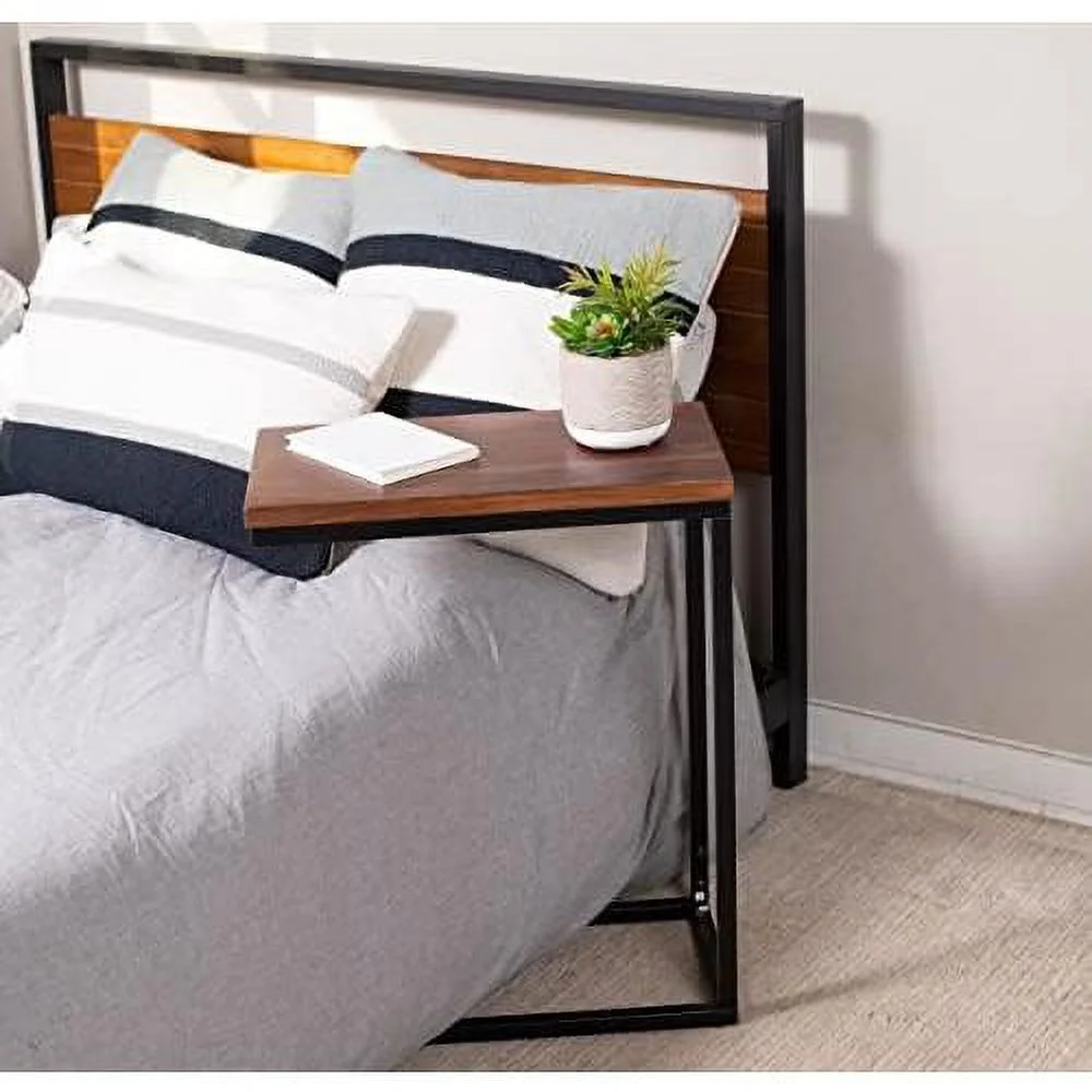 Espresso Wood TV Tray C Shaped Side Table - 26