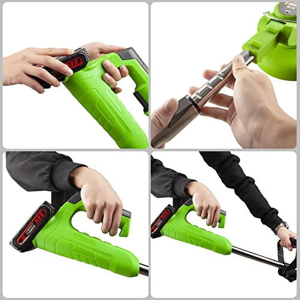 Electric Weed Eater, Cordless Weed Wacker Battery Powered, Lightweight String Trimmer/Edger Lawn Tool/Brush Cutter with Adjustable Length & 3 Types Blades, for Garden and Yard