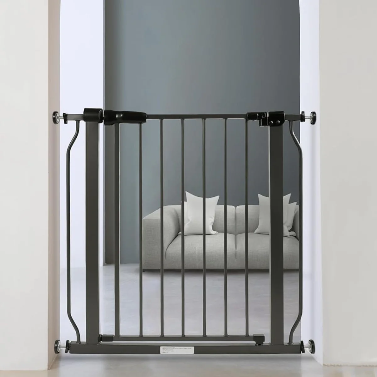 Easy Walk-Thru Safety Gate for Doorways and Stairways with Auto-Close/Hold-Open Features, 30-Inch Tall, Fits 29.1 - 33.8 Inch Openings, Graphite