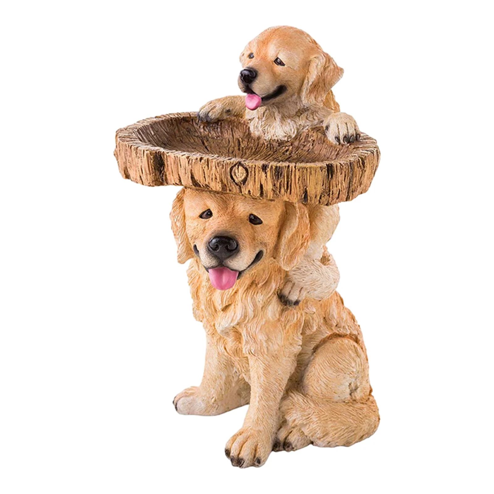 Colaxi Dog Statue Figurine Garden Bird Bath Bowl Deck Outside Fence Resin Feeder Animal Sculpture for Park,Railing,Courtyard,Outdoor