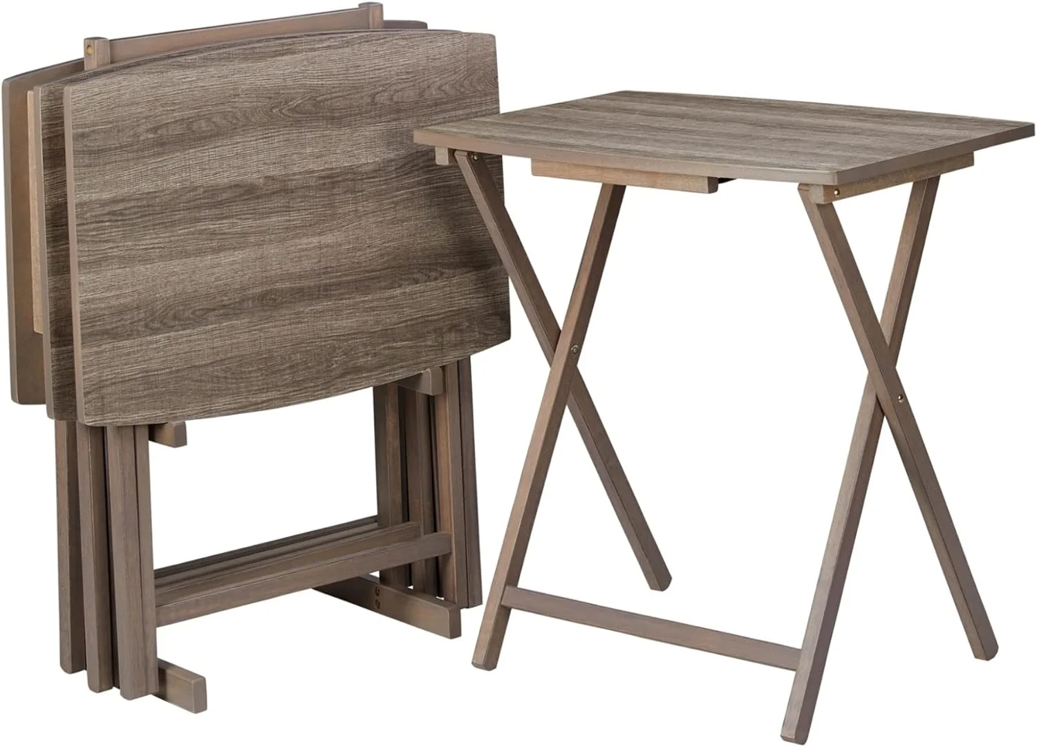 xrboomlife 5pc XL Oversized Tray Table Set Great for Game   Crafts  Family Gatherings  Off-Kitchen Dining  nightstands  Rustic Grey