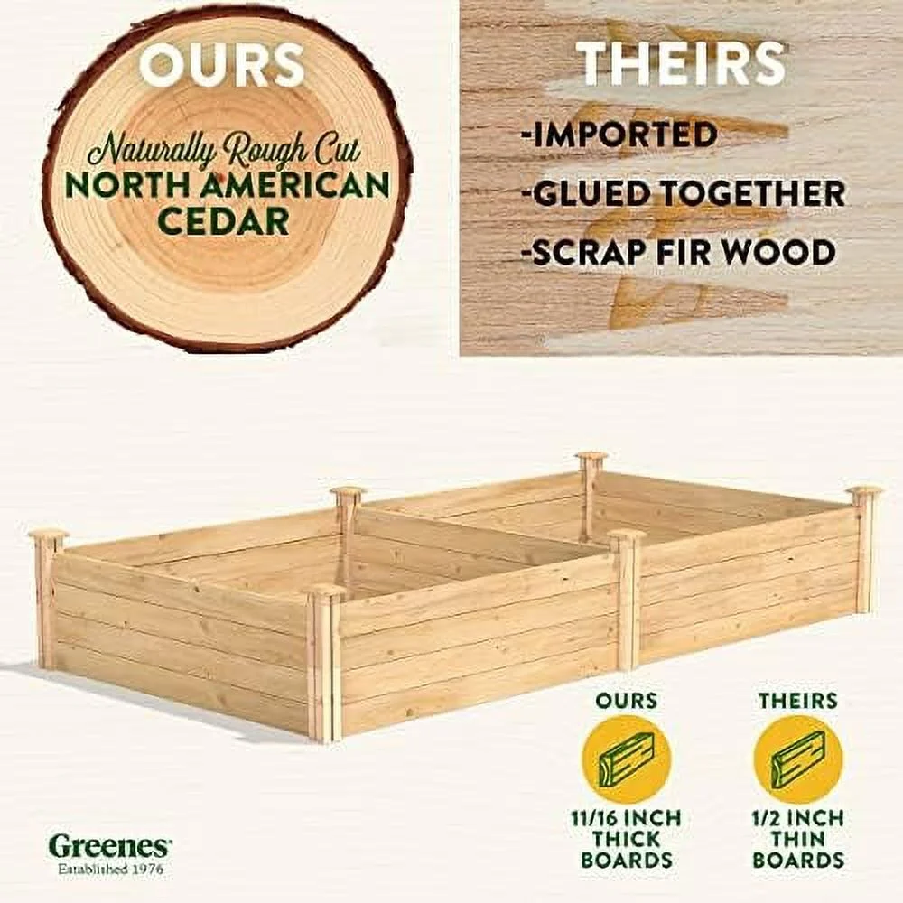 Original Cedar Raised Garden Bed, 4' X 8' X 14
